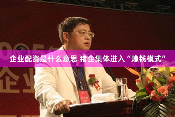 企业配资是什么意思 猪企集体进入“赚钱模式”