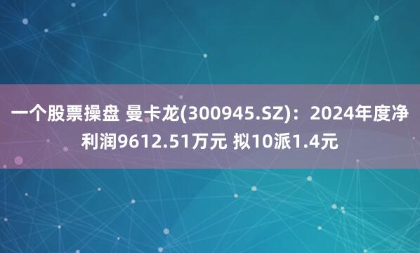 一个股票操盘 曼卡龙(300945.SZ)：2024年度净利润9612.51万元 拟10派1.4元